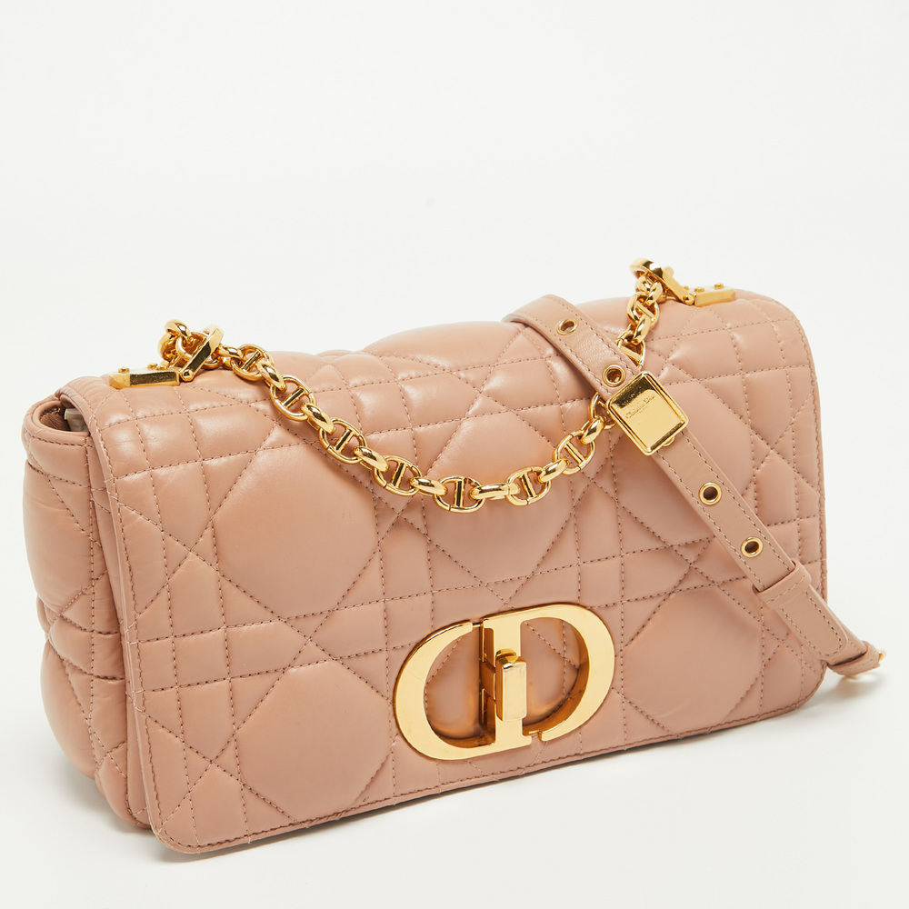 DIOR Beige Quilted Leather Medium Caro Shoulder Bag - Picture 3 of 8